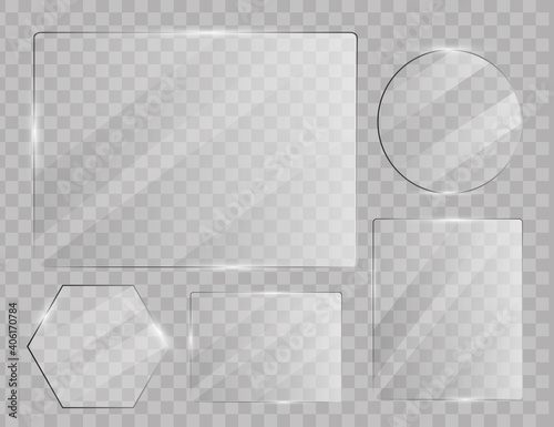 Glass plates set on transparent background