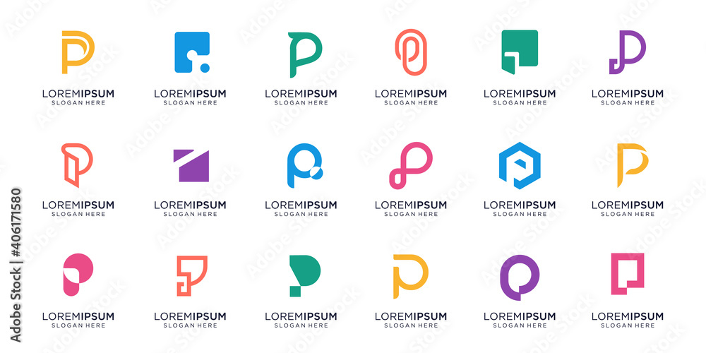 Set of monogram of letter P logo design.icon for business of luxury,inspiration,abstract.Premium Vector Set of monogram of letter P logo design.icon for business of luxury,inspiration,abstract.Premium Vector