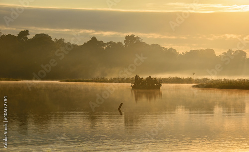 Lake Chimbadas at sunrise, Tambopata National Reserve, Peruvian Amazon