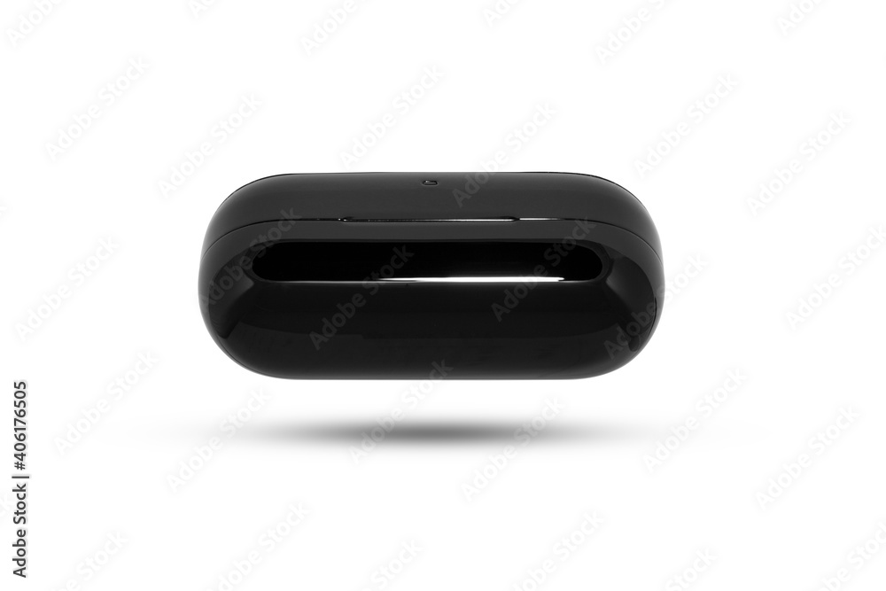 black wireless buds isolated on white background black wireless buds isolated on white background