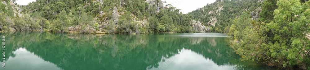 view the lake of the source of the river Borosa located in the Natural Park of the Sierras de Cazorla, Segura and las Villas, Andalucia, Spain.