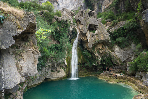 view of the source of the river Borosa located in the Natural Park of the Sierras de Cazorla, Segura and las Villas, Andalucia, Spain.
