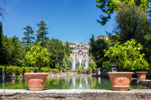 The Neptune Fountain and Water Organ in the gardens at the Villa d'Este, Tivoli, Lazio, Italy photo