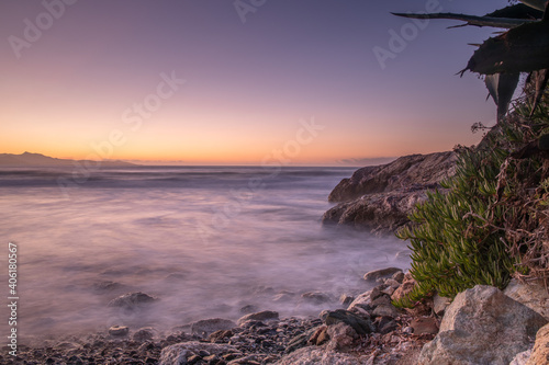 Sunset on the beach of Farinole, Corsica
