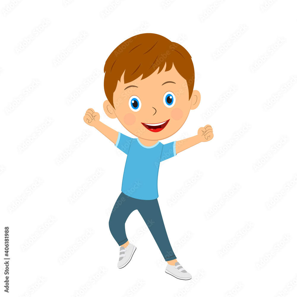 cute cartoon boy expresses win,victory cute cartoon boy expresses win,victory