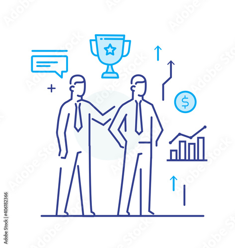 Equal opportunities, protection of rights. Activist, businessman, volunteer. Flat illustration Icons infographics. Landing page site print poster. Eps vector.