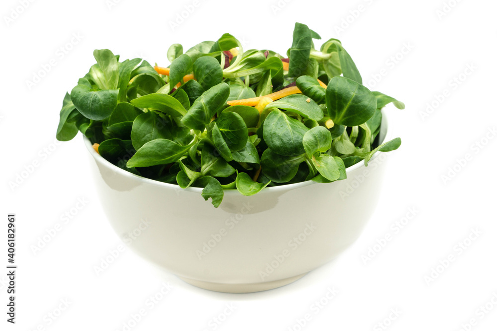 Corn salad in bowl isolated on white background Corn salad in bowl isolated on white background