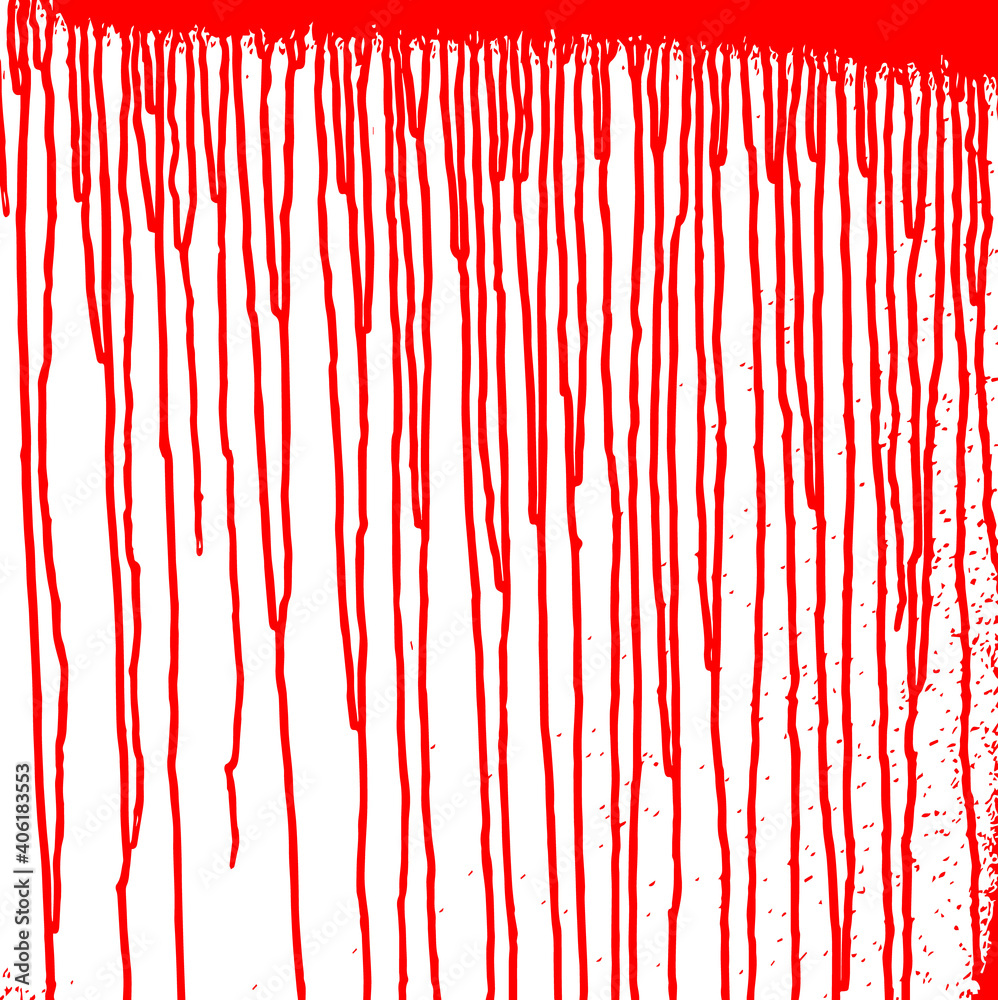 Red paint streaks on the wall. Blood splatters. Grunge texture. Blood paint background. Vector illustration