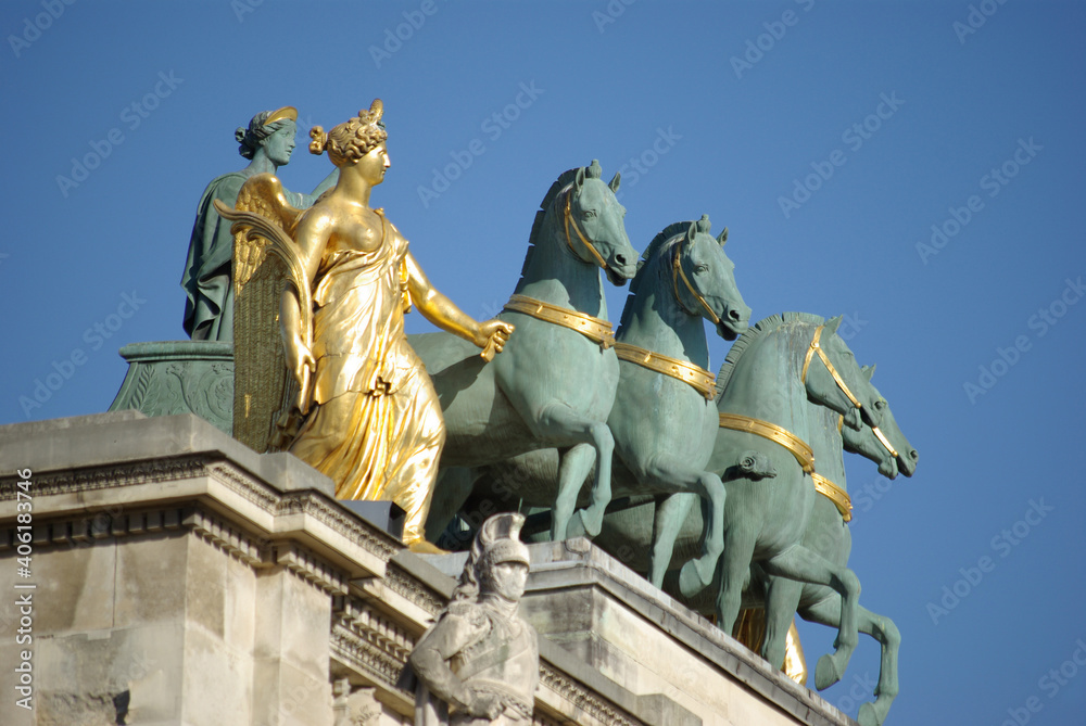 Quadrige de l'arc de triomphe du Carrousel à Paris, France