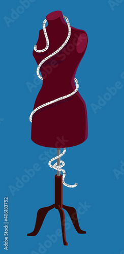 Dressmaker's mannequin with a measuring tape wrapped around it,  EPS 8 vector illustration