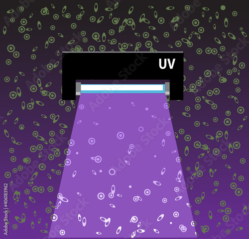 UV light killing harmful germs, EPS 8 vector illustration, no transparencies 