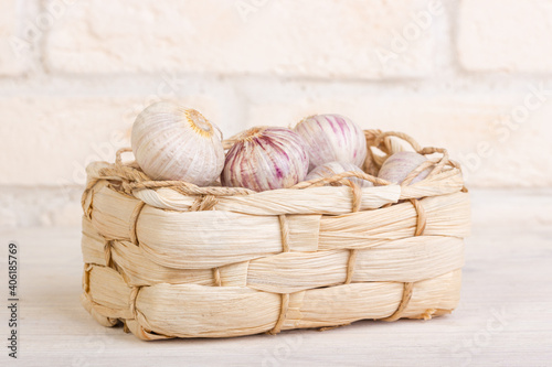 Garlic in a wicker basket