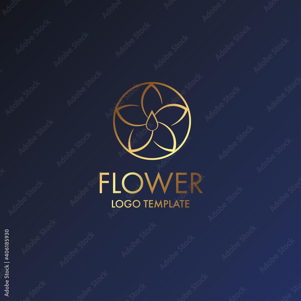 Beautiful flower gold luxury decoration vector logo Beautiful flower gold luxury decoration vector logo