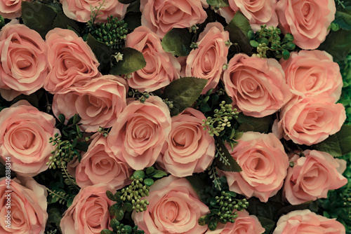 Valentine day background. Vintage filter of bouquet roses flower background. © pushish images