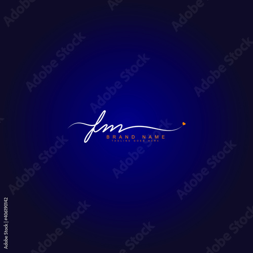 Initial Letter FM Logo - Handwritten Signature Logo