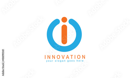 letter i logo design in circle. alphabet logo template with orange blue color. initial logo for company. vector illustration