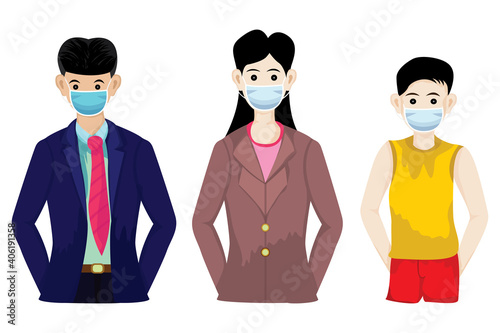 Wear a mask to prevent viruses vector design