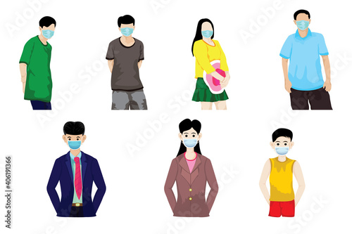 Wear a mask to prevent viruses vector design