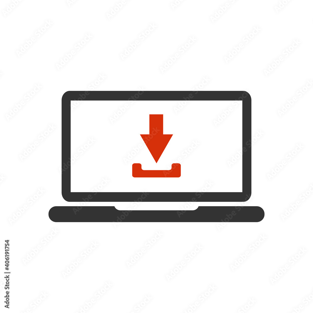 Laptop and download file icon. Vector illustration. Laptop and download file icon. Vector illustration.