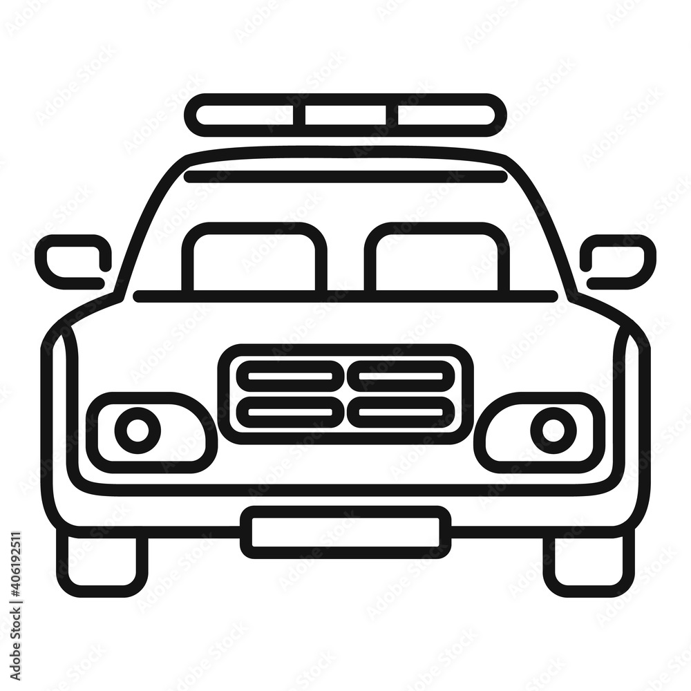 Police car icon. Outline police car vector icon for web design isolated on white background