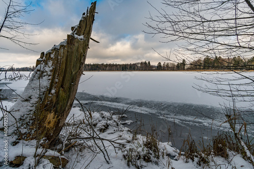 Winter hike around Lake Hosskirch near Koenigseggwald photo