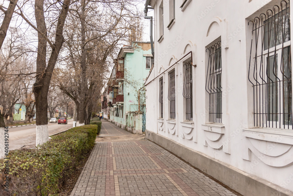 One of the central streets of the city of Feodosia. Fedko Street in Feodosia.