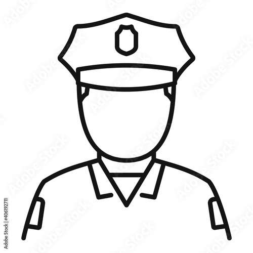Afro american policeman icon. Outline afro american policeman vector icon for web design isolated on white background