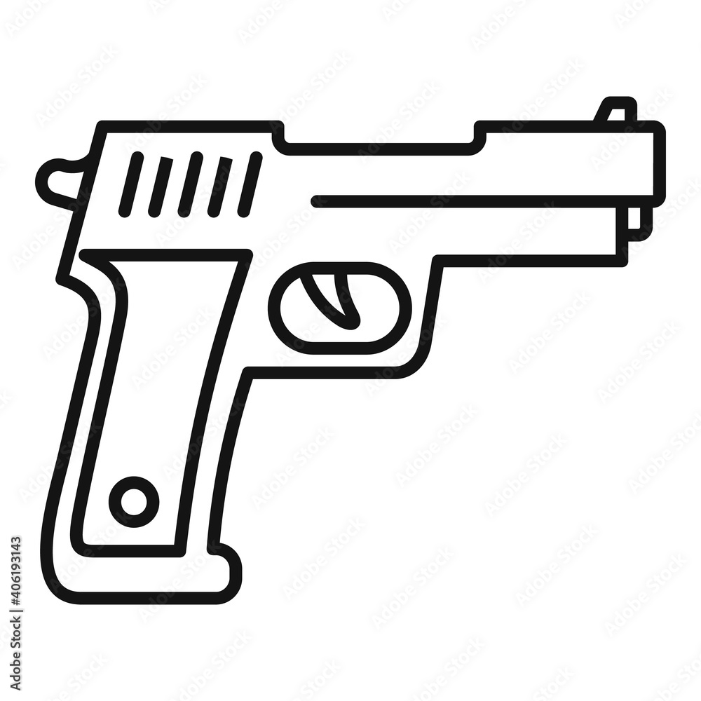 Policeman pistol icon. Outline policeman pistol vector icon for web design isolated on white background