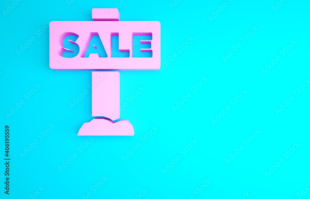 Pink Hanging sign with text Sale icon isolated on blue background. Signboard with text Sale. Minimalism concept. 3d illustration 3D render. Pink Hanging sign with text Sale icon isolated on blue background. Signboard with text Sale. Minimalism concept. 3d illustration 3D render.