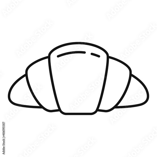 Coffee croissant icon. Outline coffee croissant vector icon for web design isolated on white background