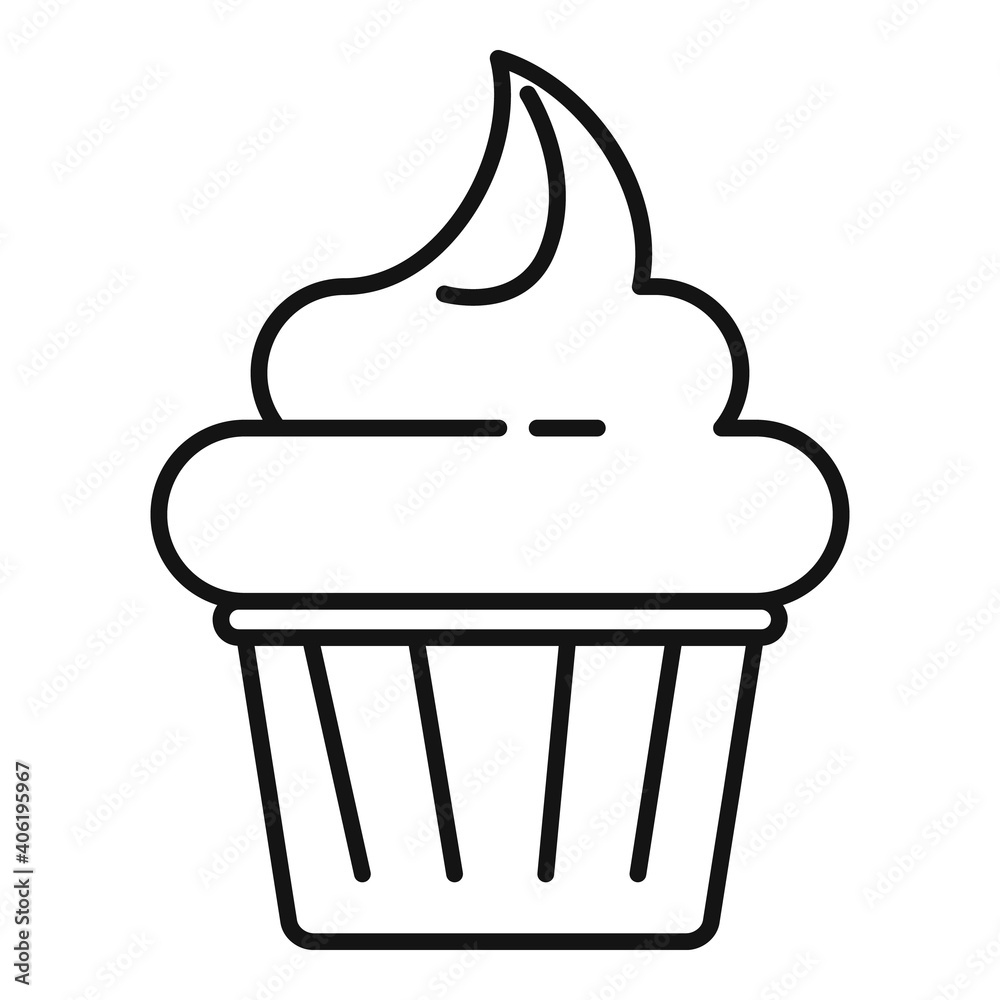 Cream coffee cupcake icon. Outline cream coffee cupcake vector icon for web design isolated on white background