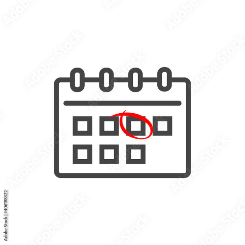Calendar vector icon on white isolated background.