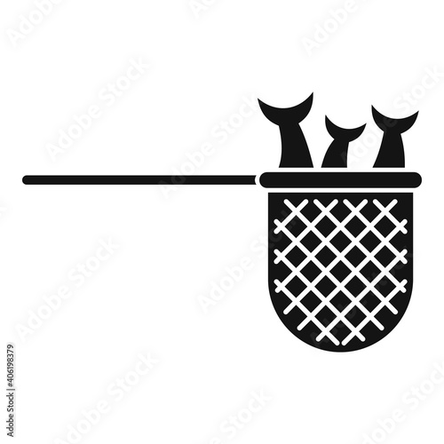 Fish in catch net icon. Simple illustration of fish in catch net vector icon for web design isolated on white background