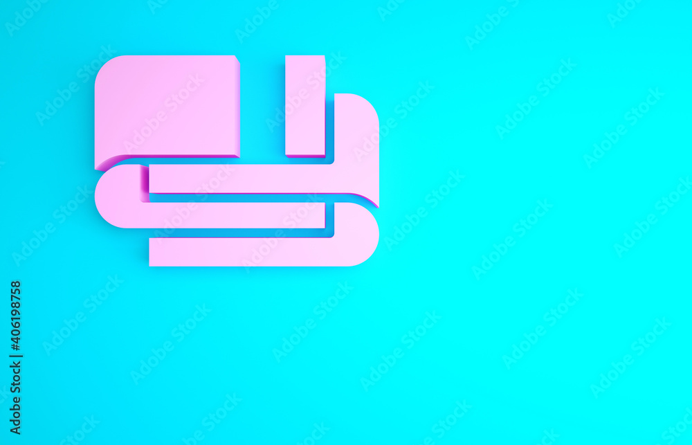Pink Towel stack icon isolated on blue background. Minimalism concept. 3d illustration 3D render. Pink Towel stack icon isolated on blue background. Minimalism concept. 3d illustration 3D render.