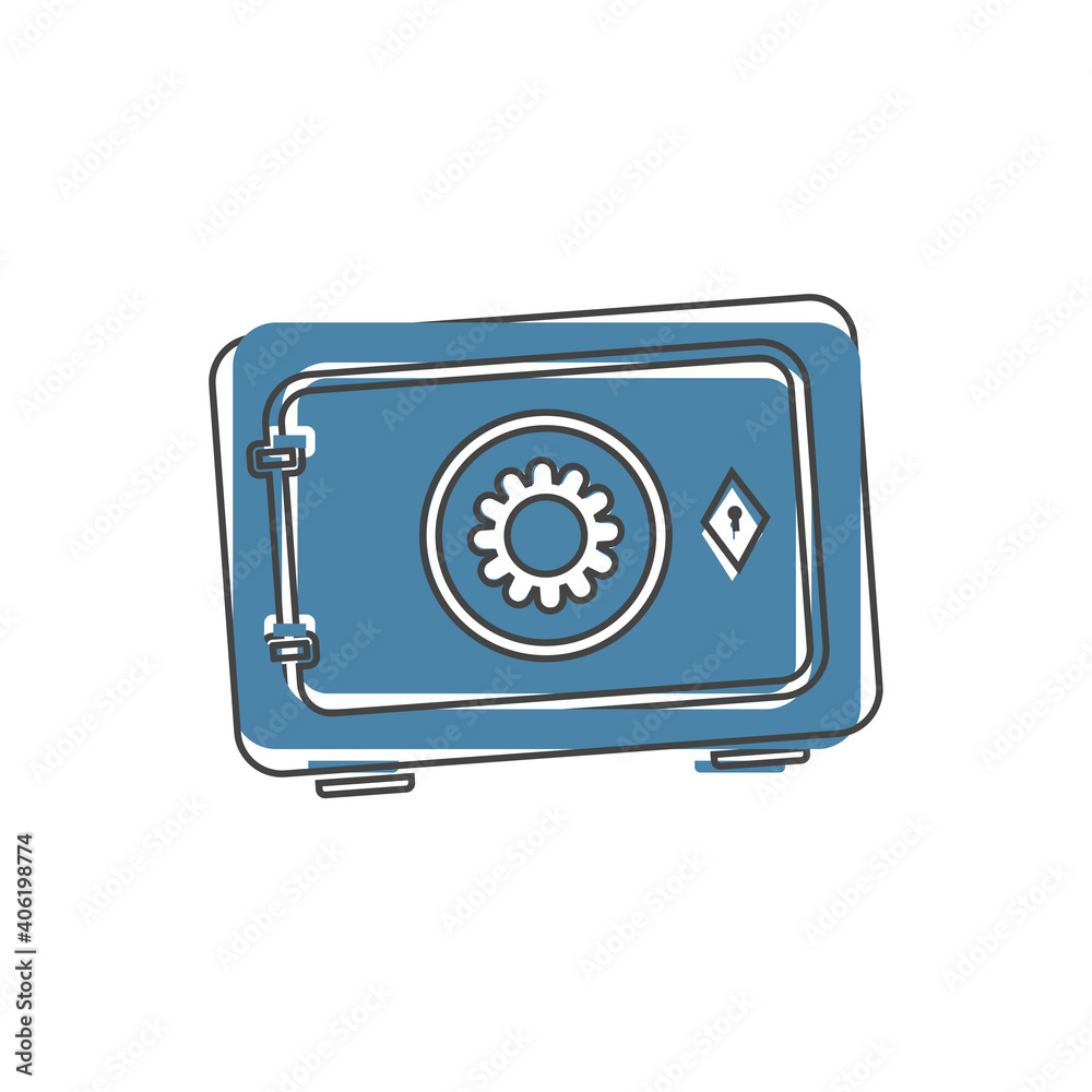 Safe vector icon on cartoon style on white isolated background. Safe vector icon on cartoon style on white isolated background.