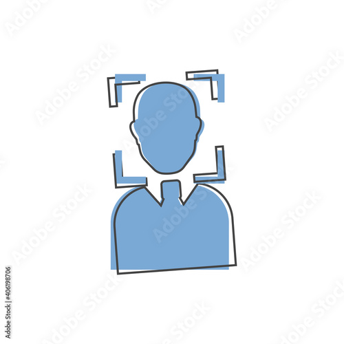 Vector icon identification of the person on cartoon style on white isolated background.