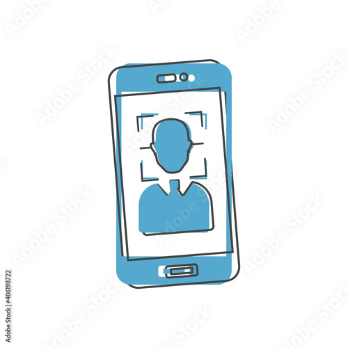 Vector icon identification of the person on cartoon style on white isolated background.