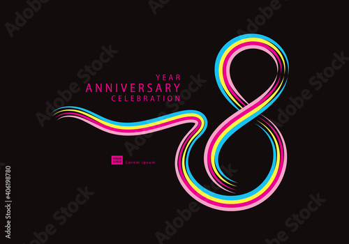 8 years anniversary celebration logotype colorful line vector, 8th birthday logo, 8 number, Banner template, vector design template elements for invitation card and poster your birthday celebration.