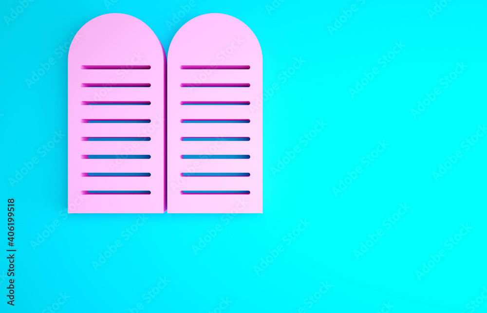 Pink The commandments icon isolated on blue background. Gods law concept. Minimalism concept. 3d illustration 3D render. Pink The commandments icon isolated on blue background. Gods law concept. Minimalism concept. 3d illustration 3D render.