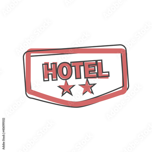 Vector icon plate hotel two stars on cartoon style on white isolated background.