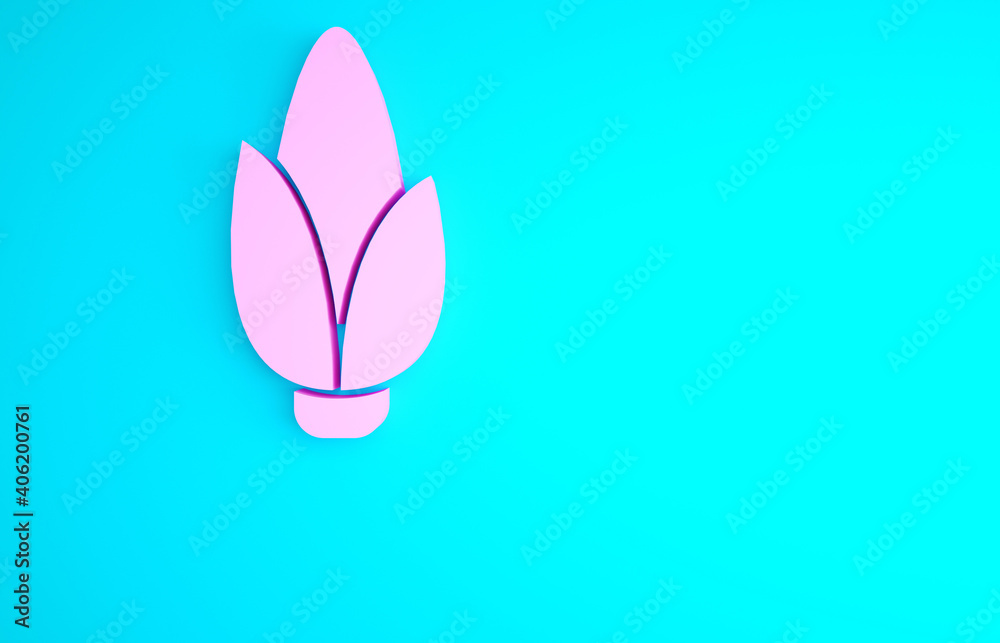 Pink Corn icon isolated on blue background. Minimalism concept. 3d illustration 3D render.