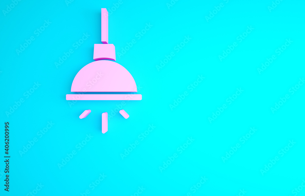 Pink Chandelier icon isolated on blue background. Minimalism concept. 3d illustration 3D render. Pink Chandelier icon isolated on blue background. Minimalism concept. 3d illustration 3D render.