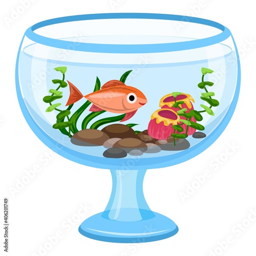 Aquarium glass transparent icon. Cartoon of aquarium glass transparent vector icon for web design isolated on white background