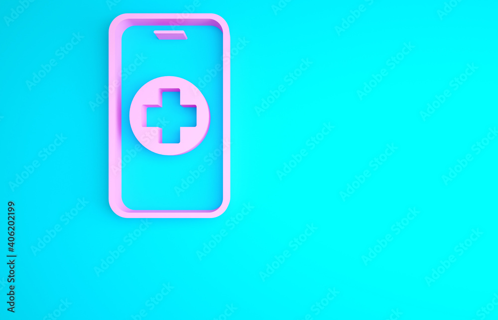 Pink Phone repair service icon isolated on blue background. Adjusting, service, setting, maintenance, repair, fixing. Minimalism concept. 3d illustration 3D render. Pink Phone repair service icon isolated on blue background. Adjusting, service, setting, maintenance, repair, fixing. Minimalism concept. 3d illustration 3D render.