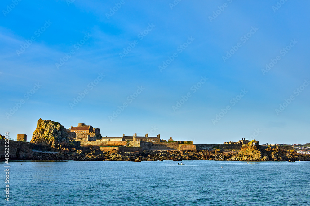 Image of Elizabeth Castle from the sea to the South. Jersey CI