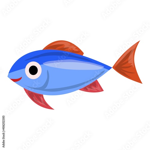 Exotic blue fish icon. Cartoon of exotic blue fish vector icon for web design isolated on white background