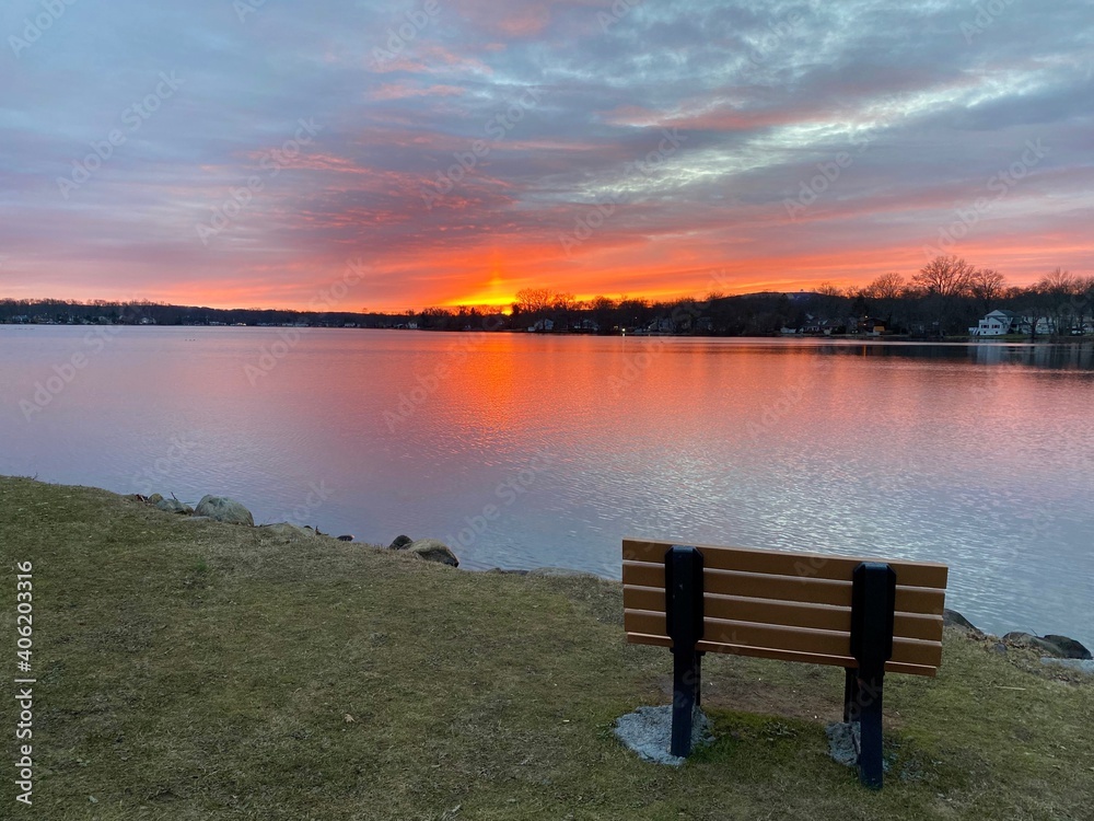 Colorful Lake Sunset on a Cool Peaceful Fall Day Colorful Lake Sunset on a Cool Peaceful Fall Day