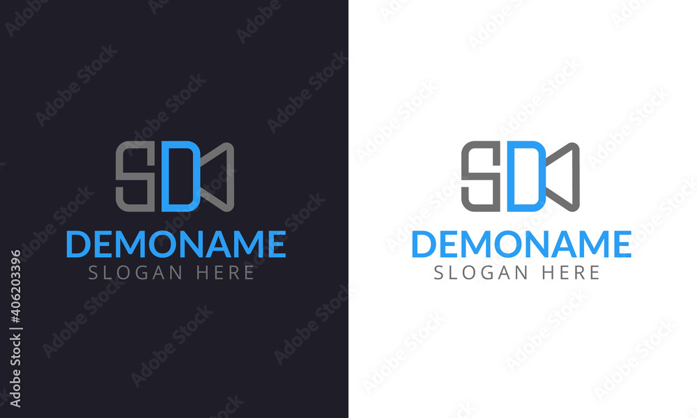 Initial S and D latter With camera Icon vector logo design