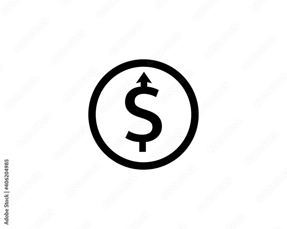 Dollar up icon symbol on white background Dollar up icon symbol on white background
