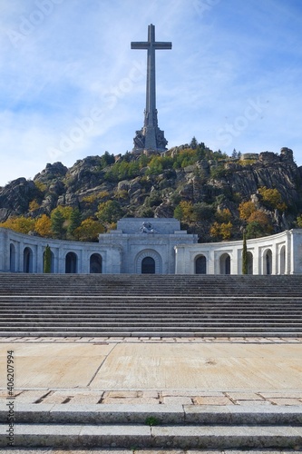 Stairs to the basilica and a huge monument to the Cross